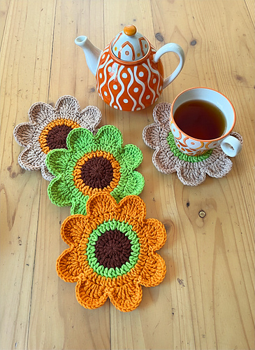 Retro Seventies Flower Coasters
