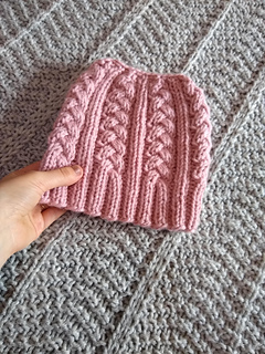 Ravelry: Blushing Braids Messy Bun Beanie pattern by Amy Kate Sutherland