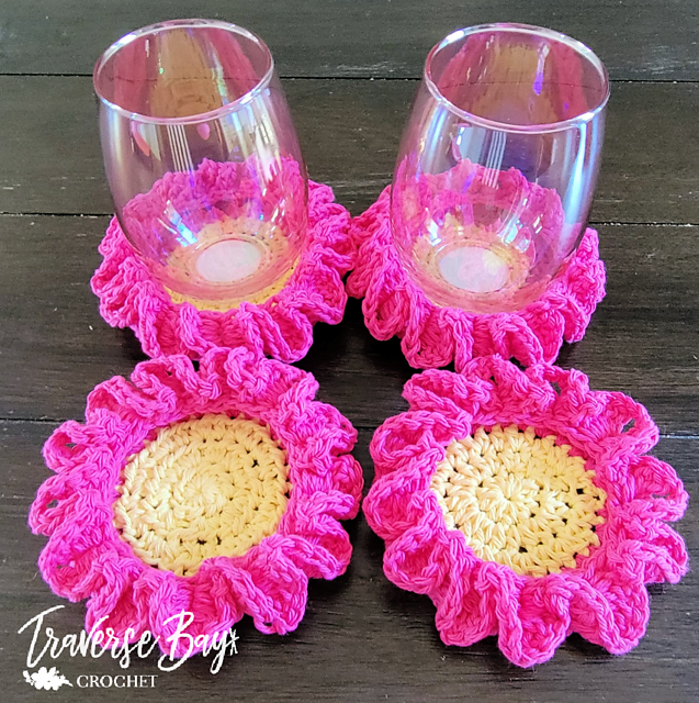 Ravelry: Flower Ruffle Coasters pattern by Laura Brian