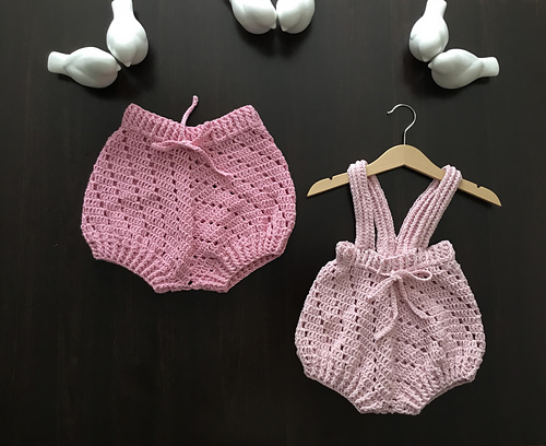 Melody Granny Romper Diaper Cover N 676 - Turquoise Pattern