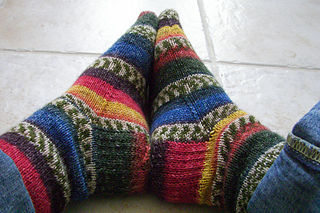 Self-striping socks