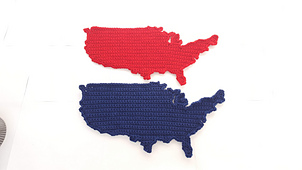 USA map applique in Soft Navy and Cherry Red. Property of Erin B. Quijada-Perez