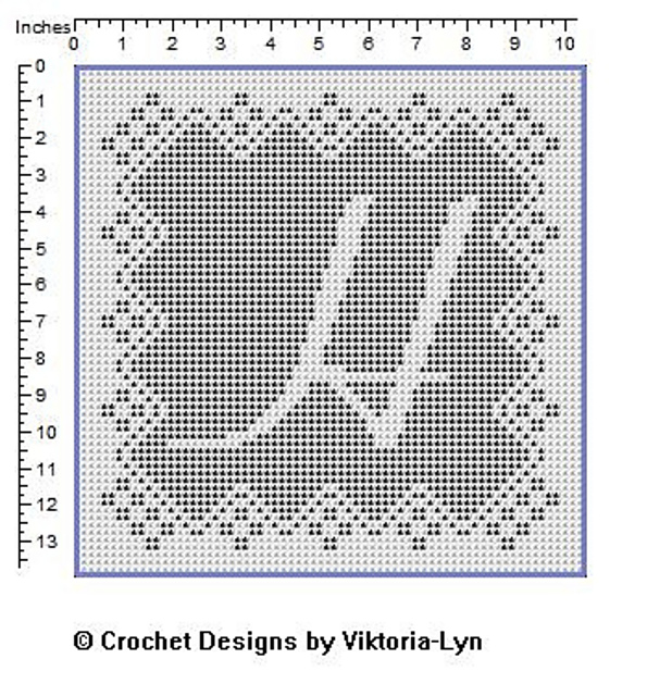 Ravelry Filet crochet letter "H" pattern by ViktoriaLyn