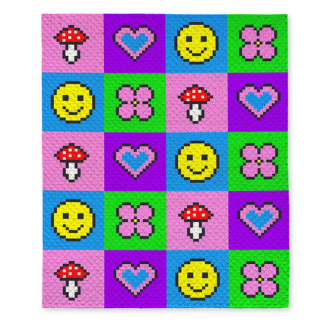 Ravelry Fun Emoji C2C Blanket pattern by Tree Studio