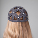 Crochet flower beanie with rhinestones pattern 