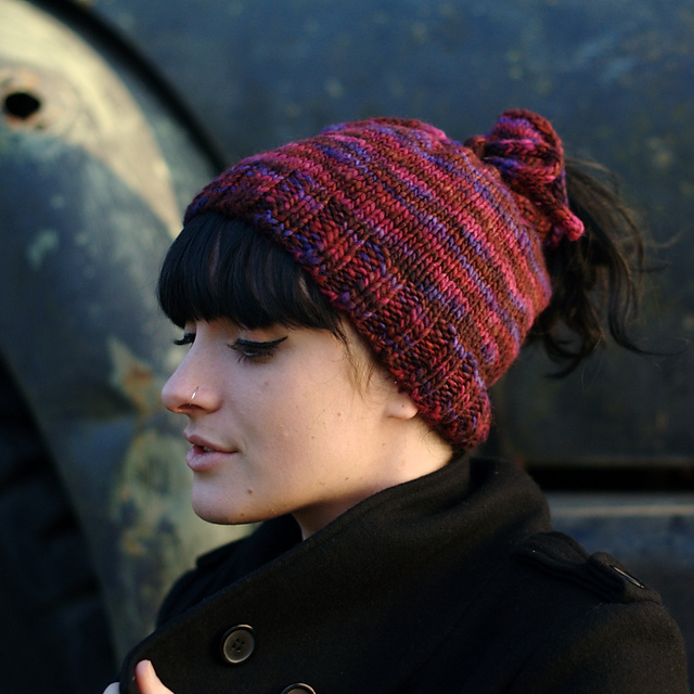 wooly hat with hole for ponytail