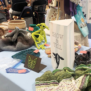 Displayed on the Show and Tell table at the Chilliwack Spinners and Weavers 2025 Spin-In.