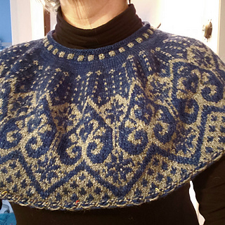 Subtracted 20% of the stitches in the first row of the neckline.