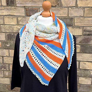 Sky Trail Shawl shown in 'Summer Breeze' colourway