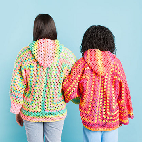Hexagon Cardigan with Hood - Yarnspirations Design Studio
