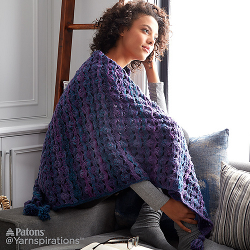 Ravelry Wrapped in Waves Crochet Blanket Shawl pattern by