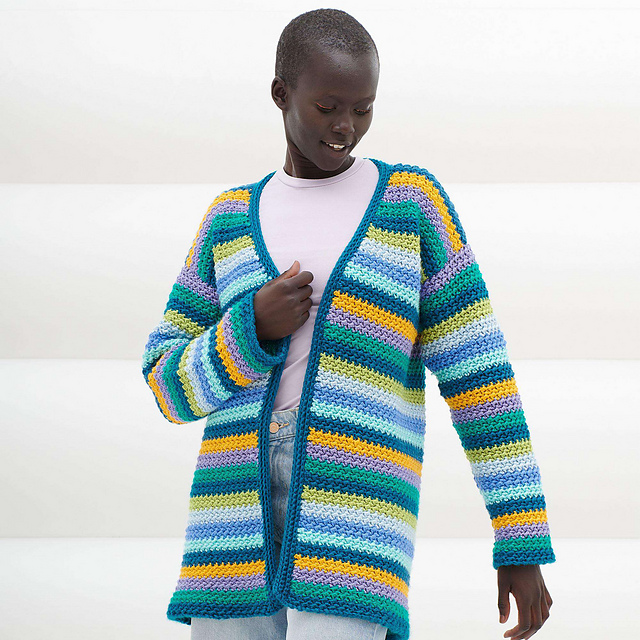 Ravelry Textured Stripes Cardigan pattern by Yarnspirations Design Studio