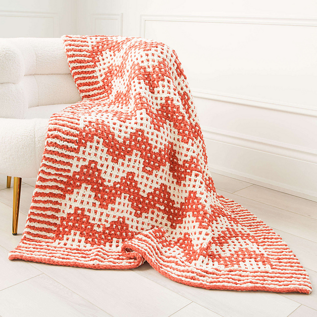 Ravelry Mosaic Chevron Blanket pattern by Yarnspirations Design Studio