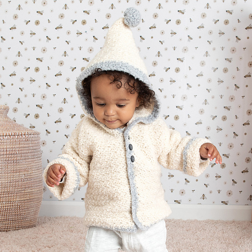 Ravelry Baby Jacket with Hood pattern by Yarnspirations Design Studio