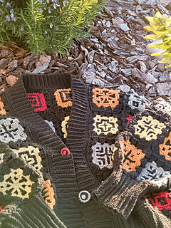 Ravelry: Multi-Colour Mosaic Granny Cropped Cardigan pattern by