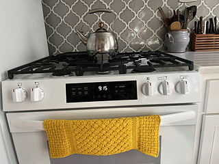 The finished Pollinator Towel in the kitchen!