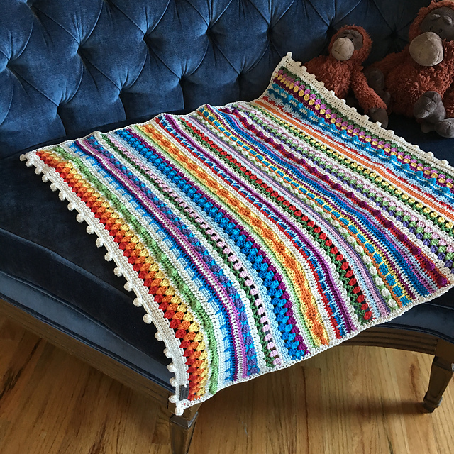 Ravelry Rainbow Boho Baby Blanket pattern by Judith Ellen