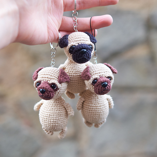 ●PUG様 おまとめ依頼分　＊　4点おまとめ Ravelry: Keychain Pug pattern by Zayceva Natalia
