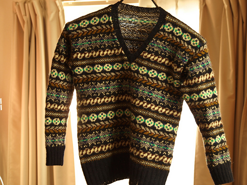 Fair Isle Sweater with V-neck Vネックのフェアアイルセーター 다른 모습 1