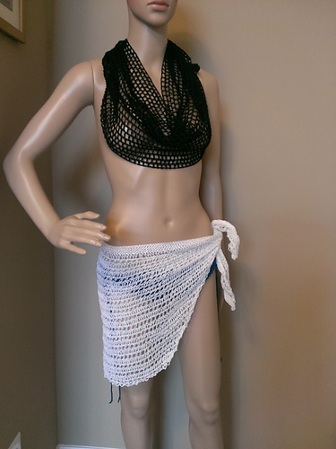 Black Mini Crochet Sarong Swimsuit Cover Up photo 5