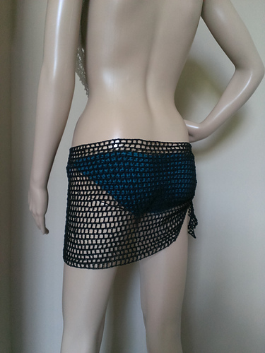 Black Mini Crochet Sarong Swimsuit Cover Up photo 4