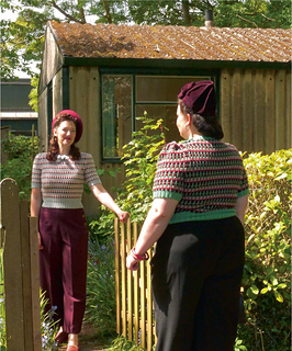 Two versions of the Waffle Jumper knitted in DK (right) and 4 ply (left)