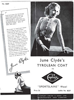 The cover of Copley’s pattern 637, with June Clyde’s charming endorsement.