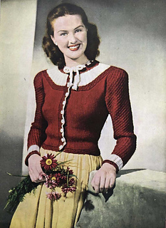 The original pattern from the later 1940s features a strong shoulder line, typical of the fashion of the time.