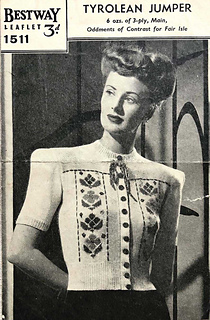 Bestway’s enduringly popular pattern 1511 for a Tyrolean Jumper (as cardigans were most often named at the time) from around 1945–46.