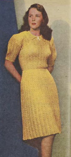 LIKE THE FROCK? Maize-yellow—an enchanting shade that suits the very fair and the dusky-haired type. If you are inclined to sallowness, however, do not choose this colored wool.