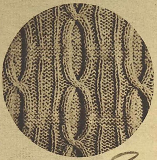 CLOSE UP of the attractive anchor-chain stitch used in the distinctive cardigan.