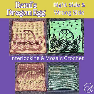Right and wrong side of both techniques (samples by CynCityCrochet and Ashlee)
