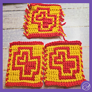 Use overlay mosaic crochet or tunisian mosaic crochet (FPTDC or FPETC)