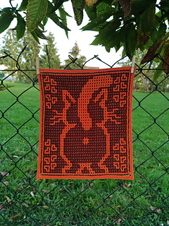 Interlocking crochet; orange as Main Color. Crocheted by Maja Serec