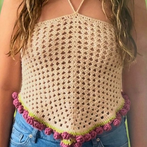 3-in-1 Crochet Tulip Set: Top, Bandana & Scarf photo 3
