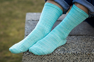 Mock Ribbed Socks in SweetGeorgia Yarns Sock Yarn Set in Sea Glass.