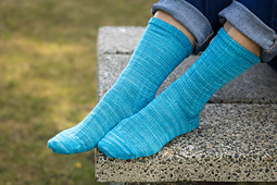 Mock Ribbed Socks in SweetGeorgia Yarns Sock Yarn Set in Coastline.