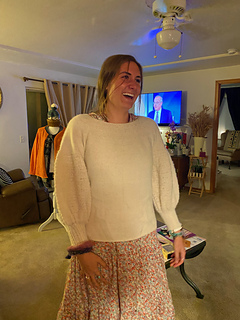 Oct 2022: a couple of missionary girls were here to discuss faith, but it turned into a show & tell, then a fashion show. The sweaters they gravitated towards I said "try it on!" Then, voila, "yay, finally, you girls have arrived to pick up the sweaters that I knit FOR YOU!" ﹤3