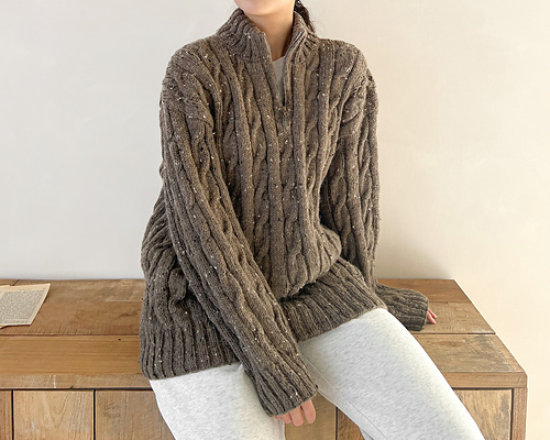 Eaphi TAPE EMBROIDERY MIX KNIT ブラウン Eaphi TAPE EMBROIDERY MIX KNIT brown 【公式通販】