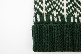 Beginner Colourwork Toque in #147 - Hunter Green, featuring Chart 1 (Trees).