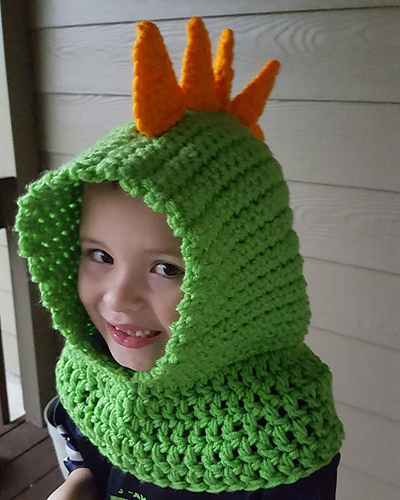 Children's Dinosaur Hood Cowl - Jen Donaldson
