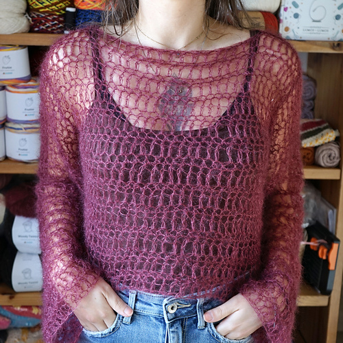 トップス narrow border pattern mesh knit Ravelry: Ziva Mesh Top pattern by Marina Russo