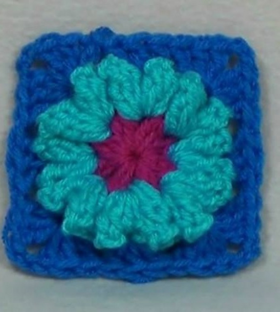 Ravelry Popcorn Flower Granny Square pattern by Crochet with Clare