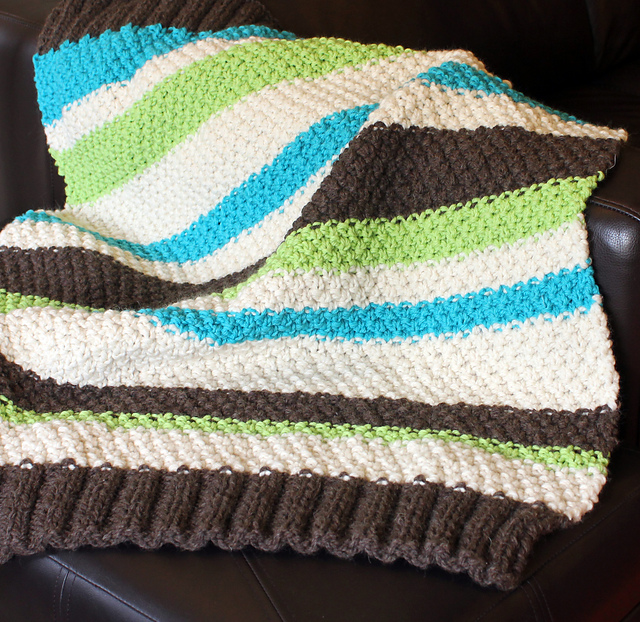 Ravelry Easy Striped Baby Blanket pattern by Shannon Brown