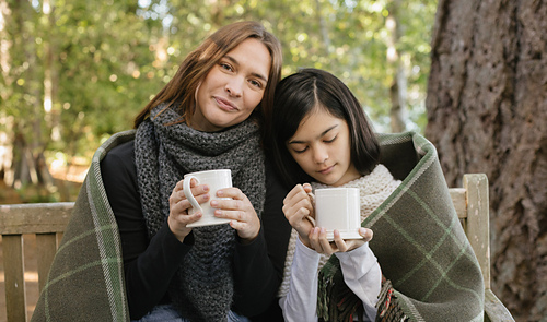 Knit with adaptation for a thicker yarn and cowl neck, and a child size
