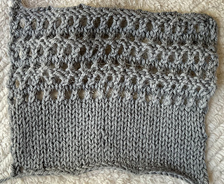 After removal from blocking, you can see the natural rippled texture with the purl ridges