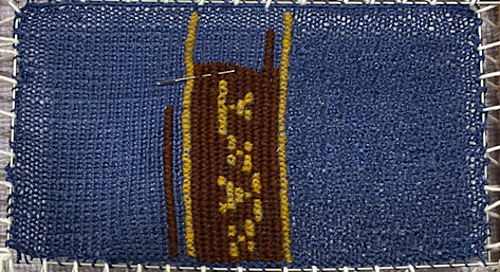 First choice of colors. I decided these were both too yellow and the Gold was too saturated. It doesn't look like either "buff" or "fawn," the two descriptions I was relying on. However, looking at the Art Deco color chart, these are actually closer to the originals. Oh well.