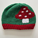 Mushroom Hat. Size 6 months. Duplicate stitch finish.