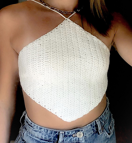 Hvit Diamant Halsringtop - Color Me Crocheted