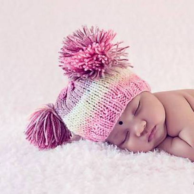 Ravelry Easy Baby Tassel Beanie pattern by Crafty Stuff Baby Knits